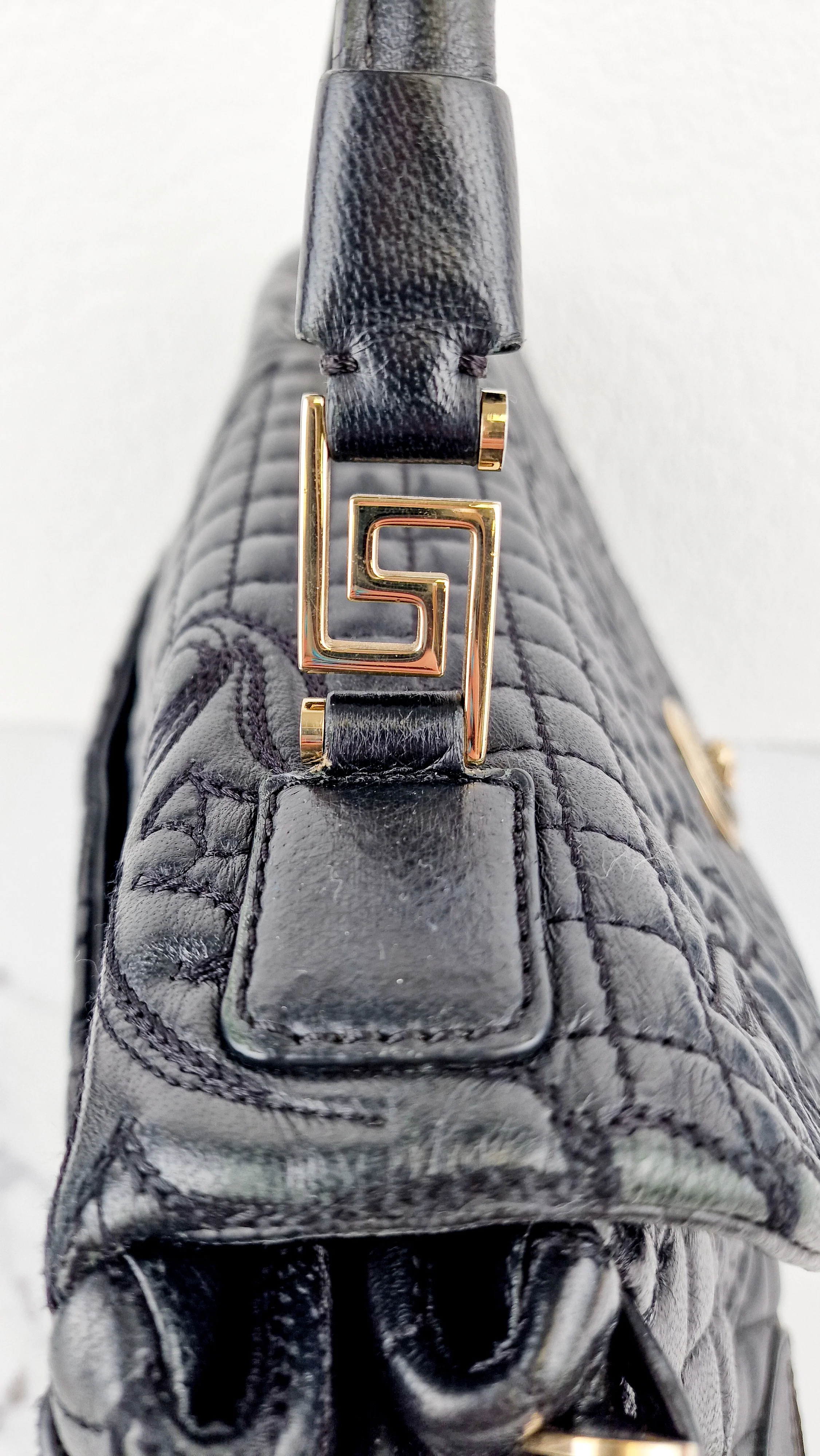 Versace Vanitas Altea Baroque Quilted Leather Black Handbag with Medusa Tassel - Image 10