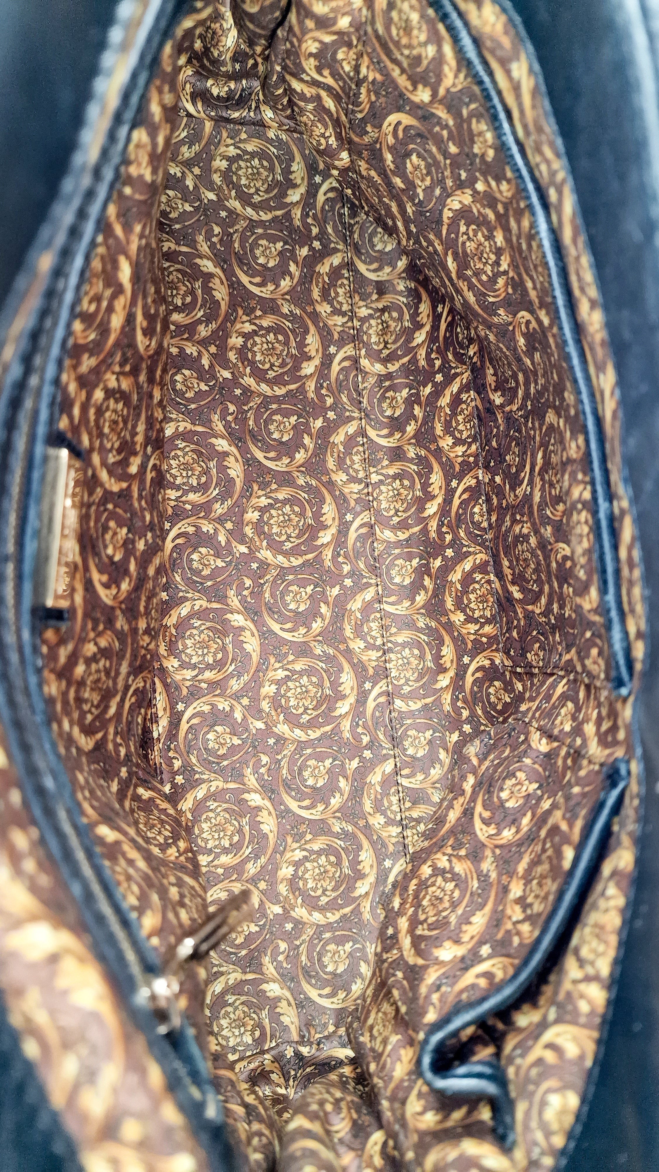 Versace Vanitas Altea Baroque Quilted Leather Black Handbag with Medusa Tassel - Image 15