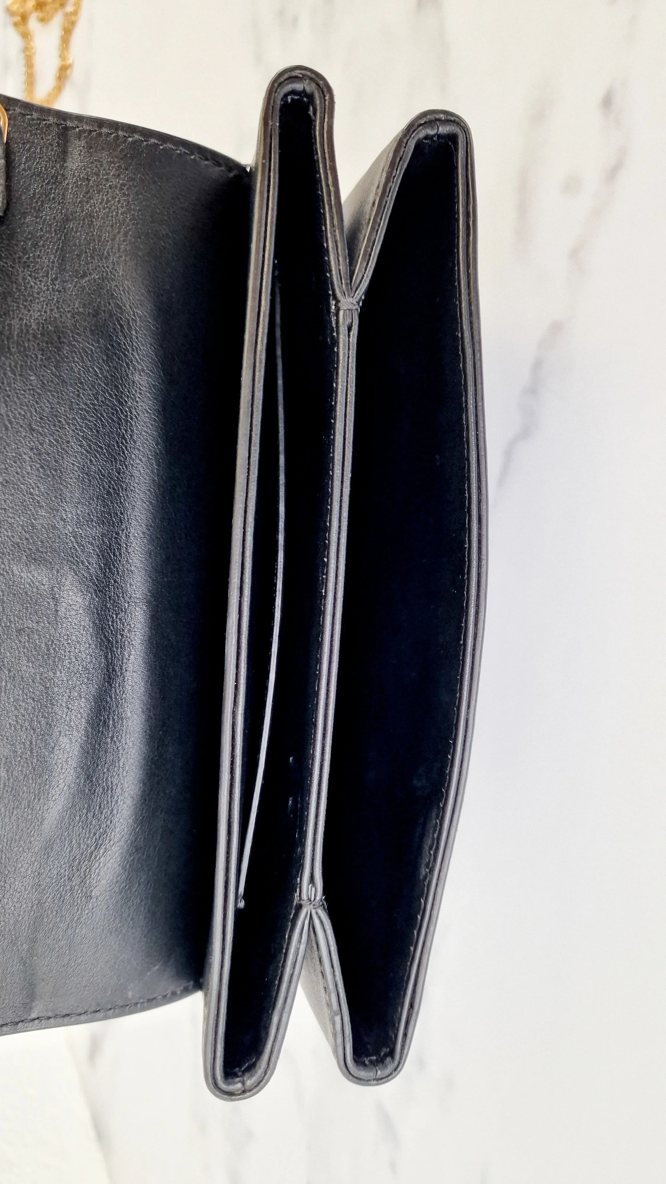 Versace Virtus Western Stud Flap Bag Clutch With Gold Chain in Black Smooth Leather - Crossbody Shoulder Bag - Image 14