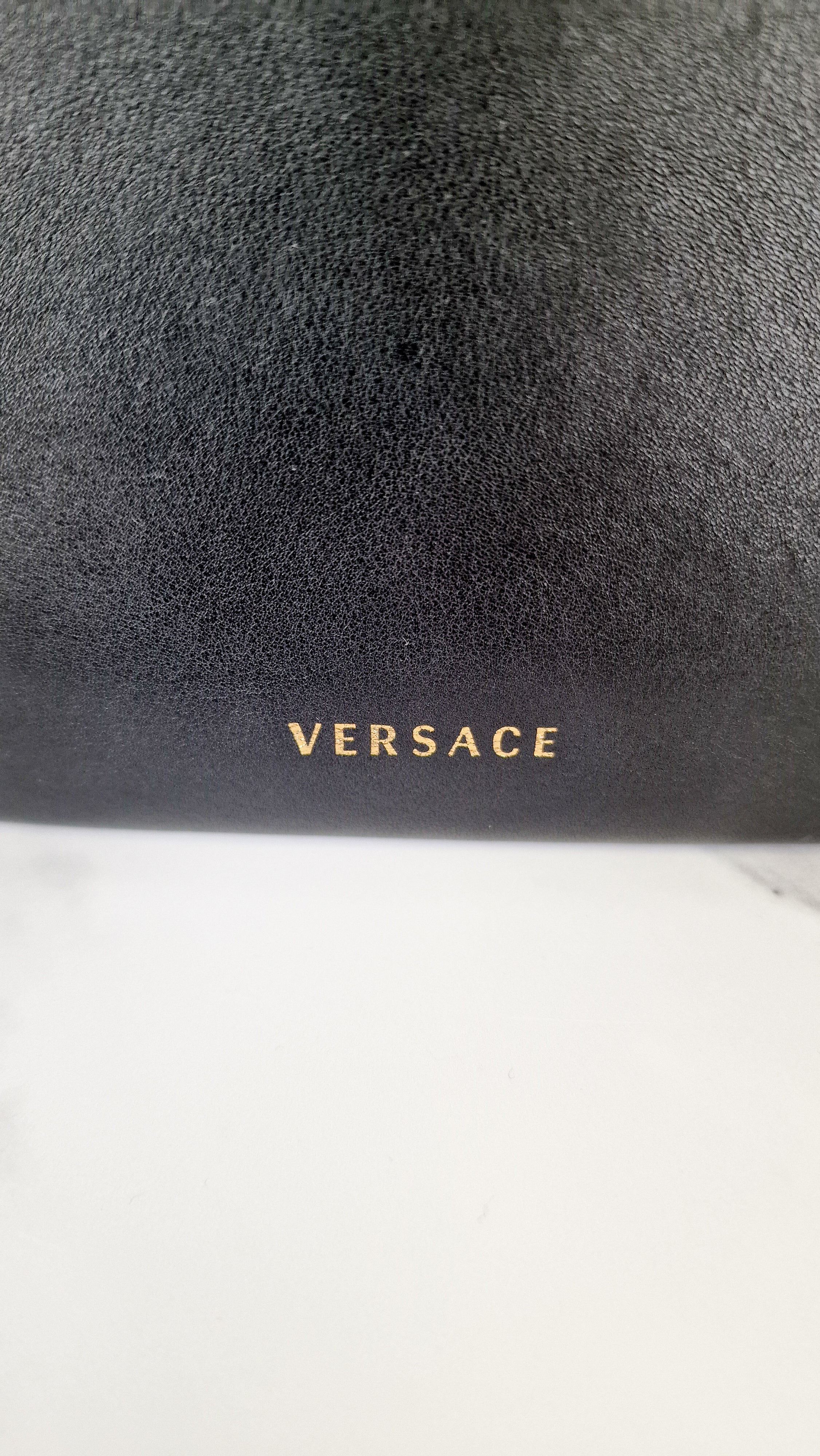 Versace Virtus Western Stud Flap Bag Clutch With Gold Chain in Black Smooth Leather - Crossbody Shoulder Bag - Image 8