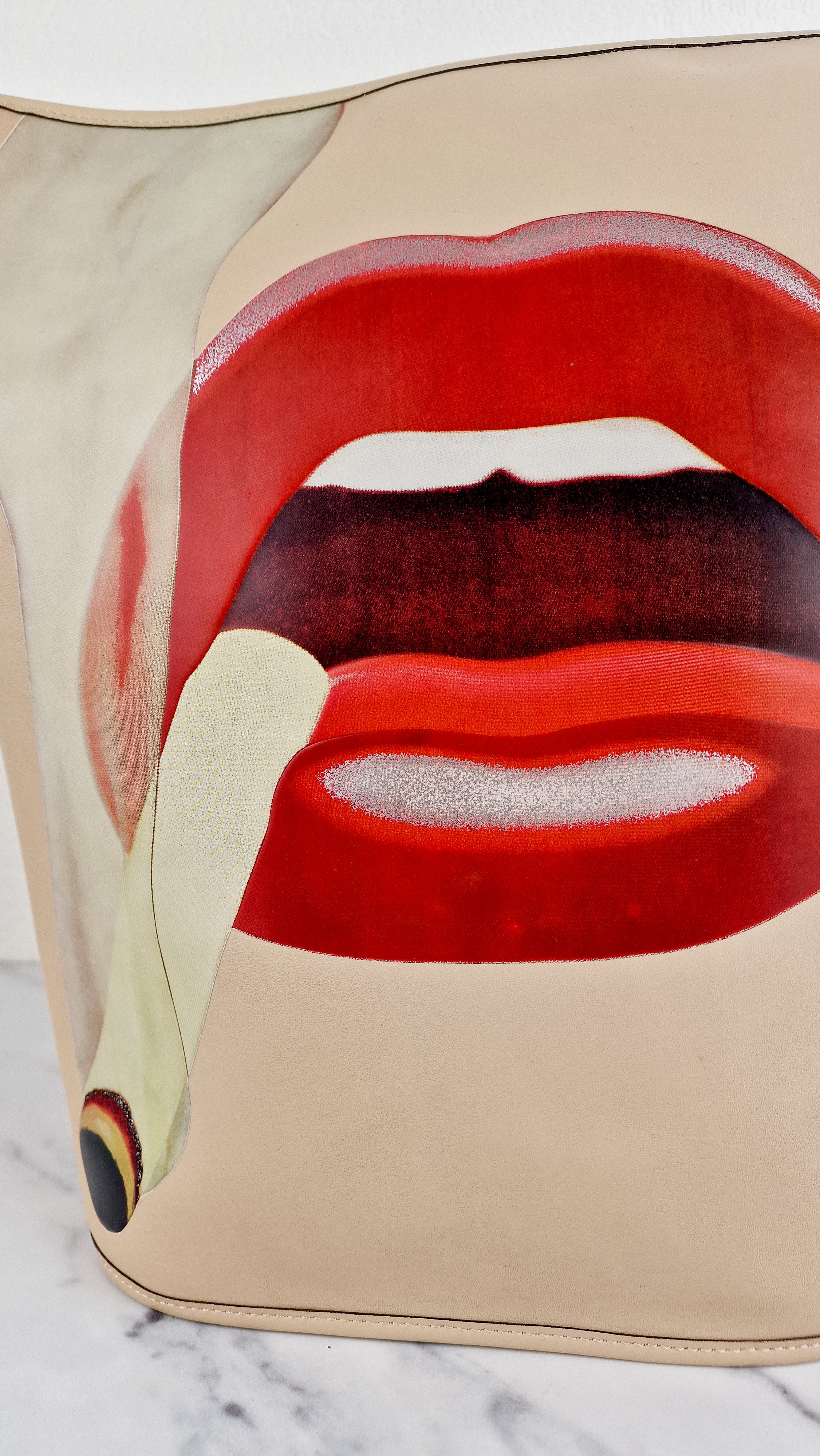 Coach x Tom Wesselmann Duffle 27 Bucket Bag in Ivory With Cigarette Lips - Coach CA306 - Image 2