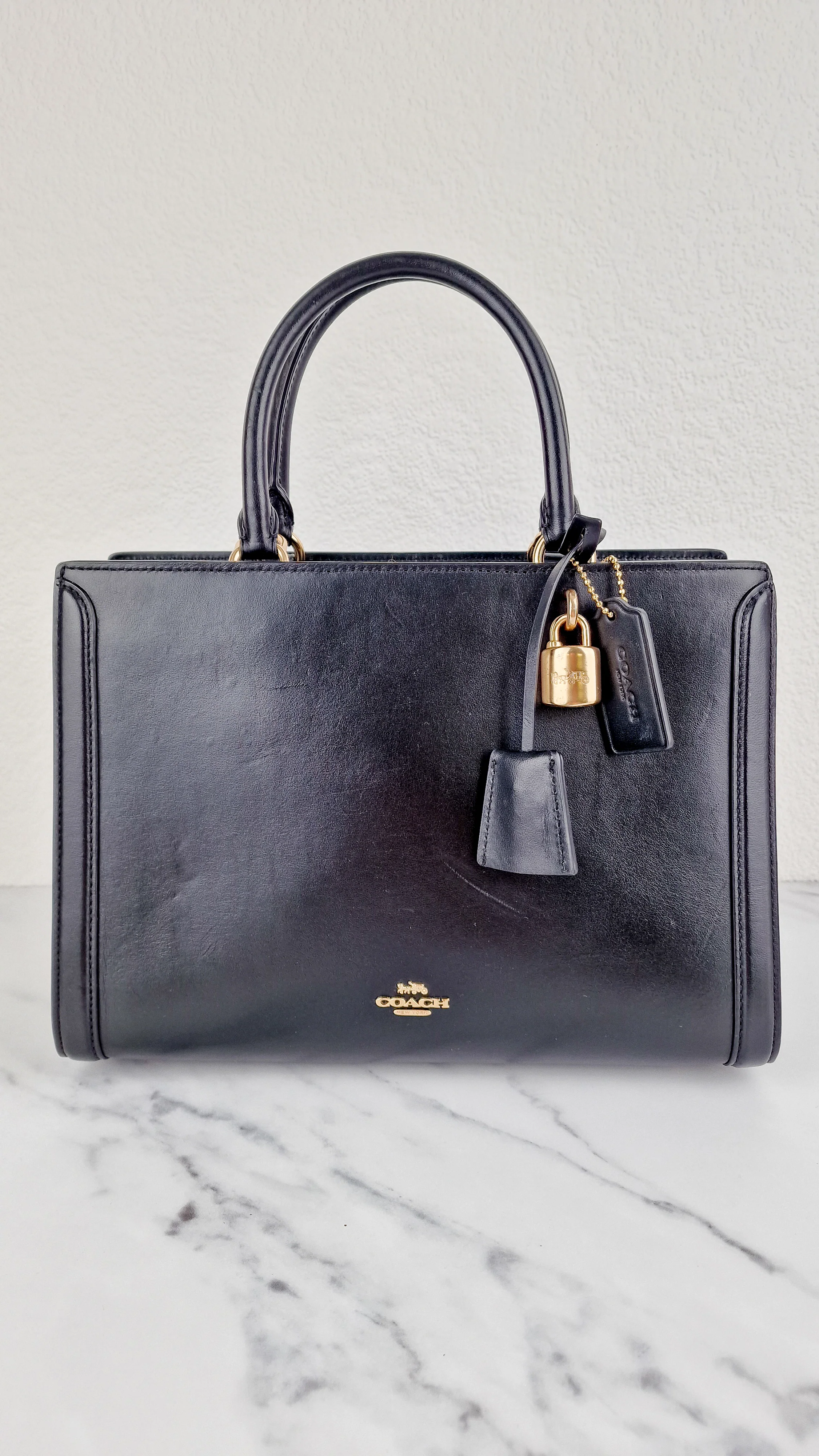 Coach Zoe Carryall Handbag in Smooth Black Leather - Coach F49500
