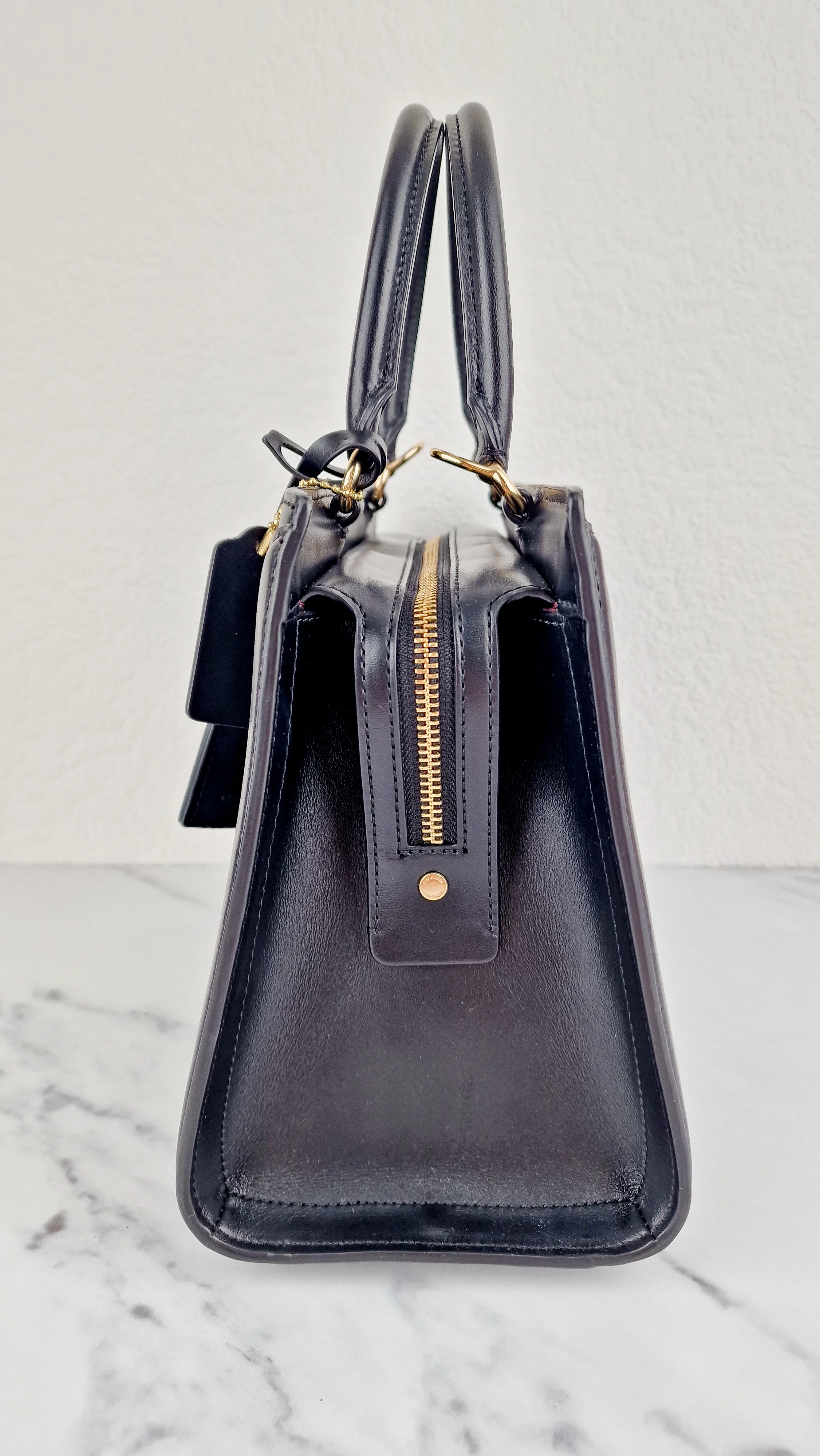 Coach Zoe Carryall Handbag in Smooth Black Leather - Coach F49500 - Image 5